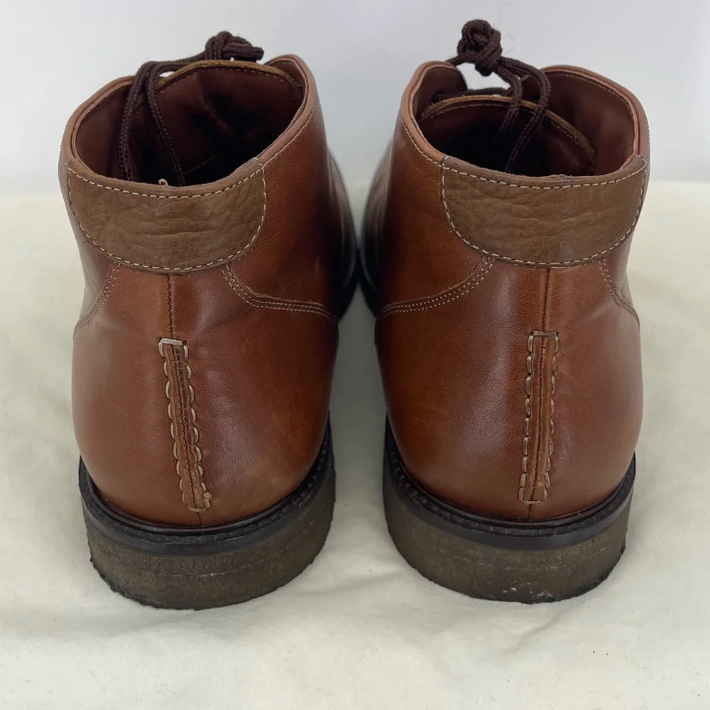 JOHNSTON & MURPHY Men's Brown Leather Ankle Boots SHEEPSKIN CHUKKA SIZE 14 M